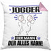 Jogger Kissen mit Füllung 40x40 Geschenk für Jogger Der Mann Der Alles Kann Geschenkidee zum Geburtstag (Grau) Rosa Trendation