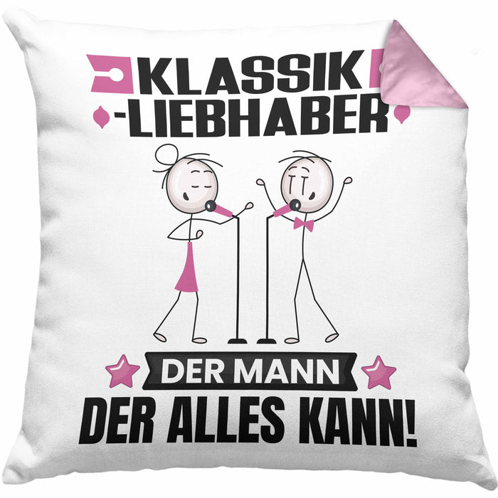 Klassikliebhaber Kissen mit Füllung 40x40 Geschenk für Klassikliebhaber Der Mann Der Alles Kann Geschenkidee zum Geburtstag (Grau) Rosa Trendation