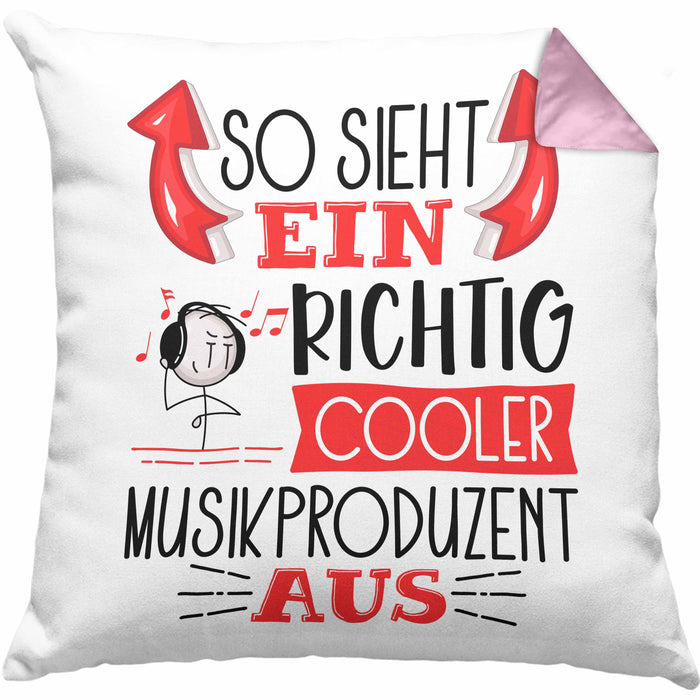 So Sieht Ein Richtig Cooler Musikproduzent Aus Kissen mit Füllung 40x40 Geschenk für Produzenten Geburtstag Geschenkdiee (Grau) Rosa Trendation