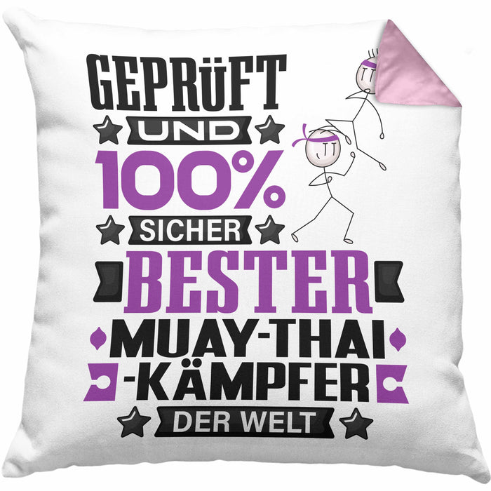 Muay-Thai-Kämpfer Geschenk Lustiger Spruch für Muay-Thai-Kämpfer Geschenkidee Bester Muay-Thai-Kämpfer Der WeltKissen mit Füllung 40x40 (Grau) Rosa Trendation