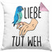 Lustige Wellensittich-Kissen mit Füllung 40x40 Geschenk für Wellensittich-Besitzer Liebe Tut Weh (Grau) Rosa Trendation