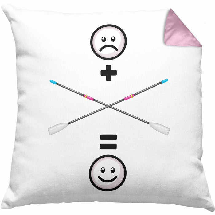 Rudern Kissen mit Füllung 40x40 Geschenk für Ruderer Lustige Geschenkidee :( + Rudern = :) Geburtstag (Grau) Rosa Trendation
