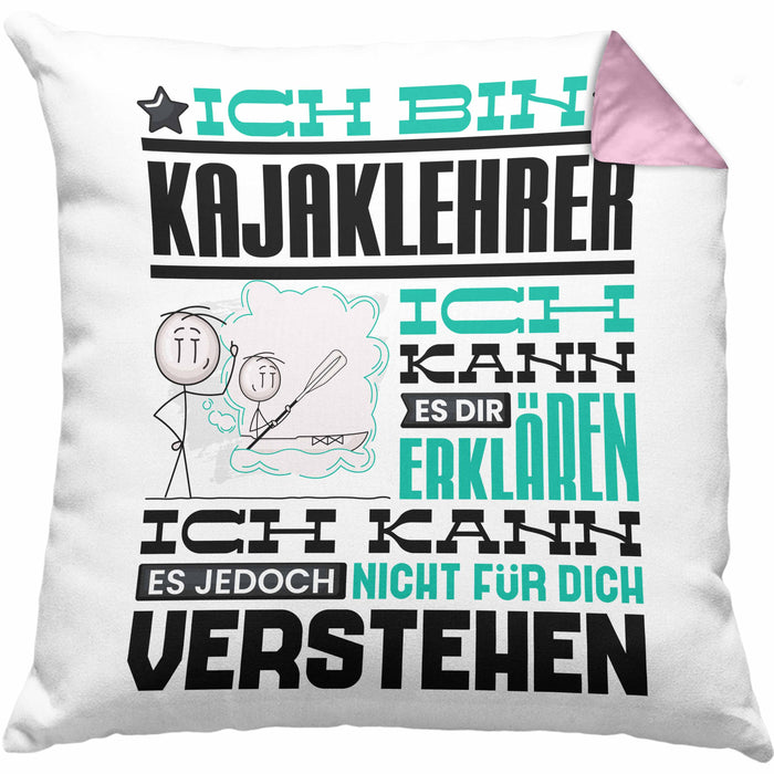 Kajaklehrer Geschenk Kaffee-Kissen mit Füllung 40x40 Geschenkidee für Kajaklehrer Ich Bin Kajaklehrer Ich Kann Es Dir Erklären Jedoch Nicht Für Dich Verstehen Spruch Lustig (Grau) Rosa Trendation