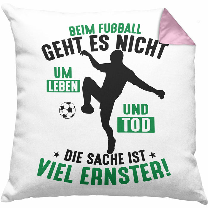 Fussballer Kissen mit Füllung 40x40 Geschenk Fussballspieler Geschenkidee Es Geht Nicht Um Leben Oder Tod (Grau) Rosa Trendation