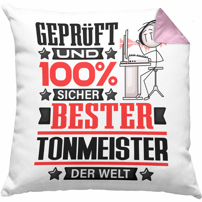 Tonmeister Geschenk Lustiger Spruch für Tonmeister Geschenkidee Bester Tonmeister Der WeltKissen mit Füllung 40x40 (Grau) Rosa Trendation