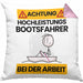 Bootsfahrer Kissen mit Füllung 40x40 Geschenk Lustiger Spruch Geschenkidee für Bootsfahrer Achtung Hochleistungs Bootsfahrer Bei Der Arbeit (Grau) Rosa Trendation
