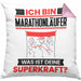 Marathonläufer Kissen mit Füllung 40x40 Geschenk für Marathonläufer Geburtstag Lustiger Spruch Was Ist Deine Superkraft (Grau) Rosa Trendation