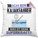 Kajakfahrer Kissen mit Füllung 40x40 Geschenk für Kajakfahrer Geburtstag Lustiger Spruch Was Ist Deine Superkraft (Grau) Rosa Trendation