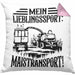 Lieblingssport Maistransport Kissen mit Füllung 40x40 Geschenk Landwirt Bauer Geschenkidee Landwirtschaft Häferl (Grau) Rosa Trendation