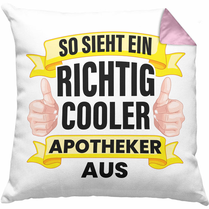Apotheker Kissen mit Füllung 40x40 Geschenk Spruch Pharmazie Lustig (Grau) Rosa Trendation
