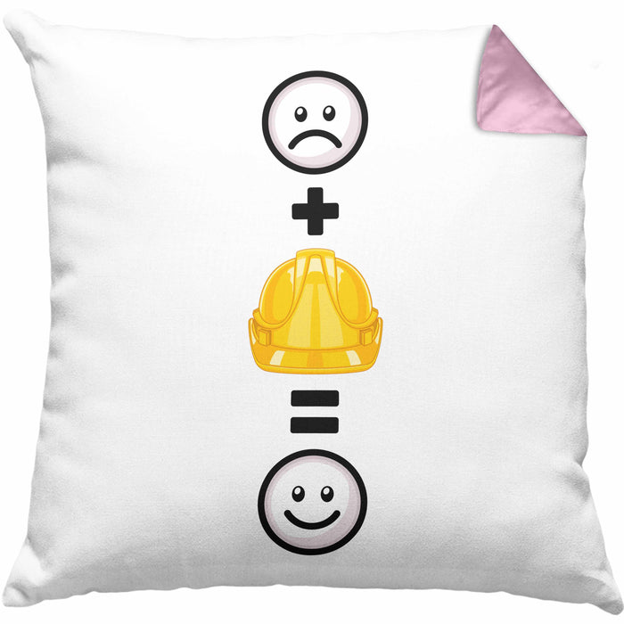 Baustelle Kissen mit Füllung 40x40 Geschenkidee für Bauarbeiter Geburtstag Lustiges Geschenk :( + Sicherheitshelm = :) (Grau) Rosa Trendation