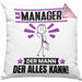 Manager Kissen mit Füllung 40x40 Geschenk für Manager Der Mann Der Alles Kann Geschenkidee zum Geburtstag (Grau) Rosa Trendation