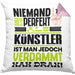 Künstler Geschenk Kissen mit Füllung 40x40 Lustige Geschenkidee für Künstler Geburtstag Niemand Ist Perfekt Aber Als Künstler Ist Man Nah Dran (Grau) Rosa Trendation