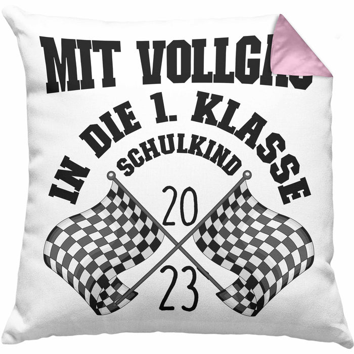 Einschulung Junge Geschenk für Schultüte Füllung Kissen mit Füllung 40x40 Schulstart 1. Schultag Schuleinführung Schulanfang Geschenkidee Schulkind 2024 (Grau) Rosa Trendation
