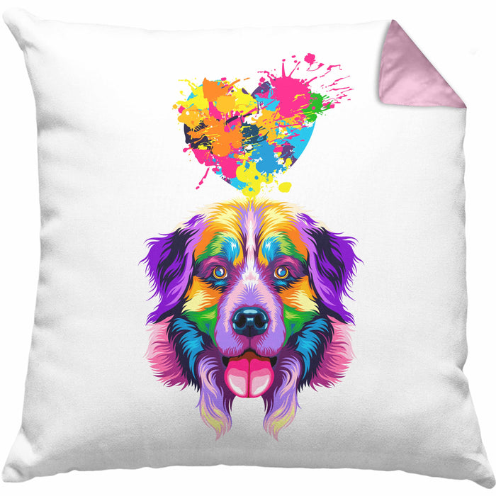 Border Collie Herz Farbe Besitzer Kissen mit Füllung 40x40 Geschenk Lustiger Spruch Geschenkidee Border Collie Liebhaber (Grau) Rosa Trendation