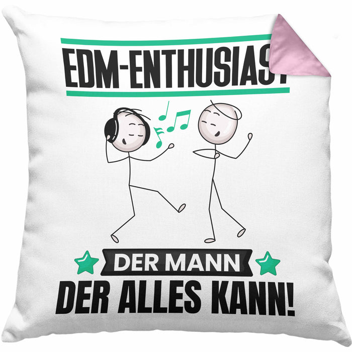 EDM-Enthusiast Kissen mit Füllung 40x40 Geschenk für EDM-Enthusiast Der Mann Der Alles Kann Geschenkidee zum Geburtstag (Grau) Rosa Trendation
