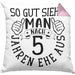 Hölzerne Hochzeit Kissen mit Füllung 40x40 Geschenk Ehemann Ehefrau Partner So Gut Sieht Man Nach 5 Jahren Ehe Aus (Grau) Rosa Trendation