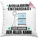 Aquarium-Enthusiast Kissen mit Füllung 40x40 Geschenk für Aquarium-Enthusiast Der Mann Der Alles Kann Geschenkidee zum Geburtstag (Grau) Rosa Trendation