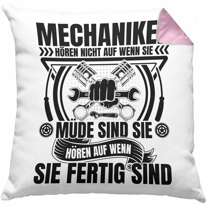 KFZ Mechaniker Kissen mit Füllung 40x40 Geschenk Spruch Männer KFZ Mechatroniker Geschenkidee Werkstatt Mechaniker Hören Nicht Auf Wenn Sie Müde Sind (Grau) Rosa Trendation