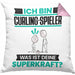 Curling-Spieler Kissen mit Füllung 40x40 Geschenk für Curling-Spieler Geburtstag Lustiger Spruch Was Ist Deine Superkraft (Grau) Rosa Trendation