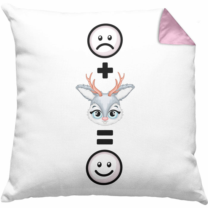 Reh Kissen mit Füllung 40x40 Geschenk für Reh-Liebhaber Lustige Geschenkidee :( + Rehe = :) Geburtstag (Grau) Rosa Trendation