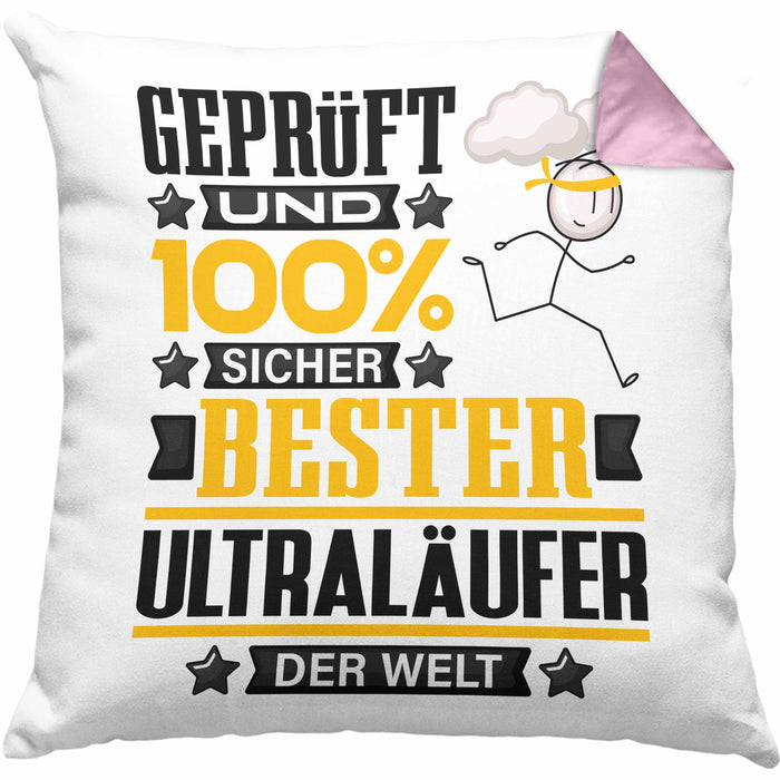 Ultraläufer Geschenk Lustiger Spruch für Ultraläufer Geschenkidee Bester Ultraläufer Der WeltKissen mit Füllung 40x40 (Grau) Rosa Trendation