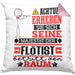 Flötist Geschenk Kissen mit Füllung 40x40 Lustiger Spruch Erheben Sie Sich Der Flötist Betritt den Raum (Grau) Rosa Trendation