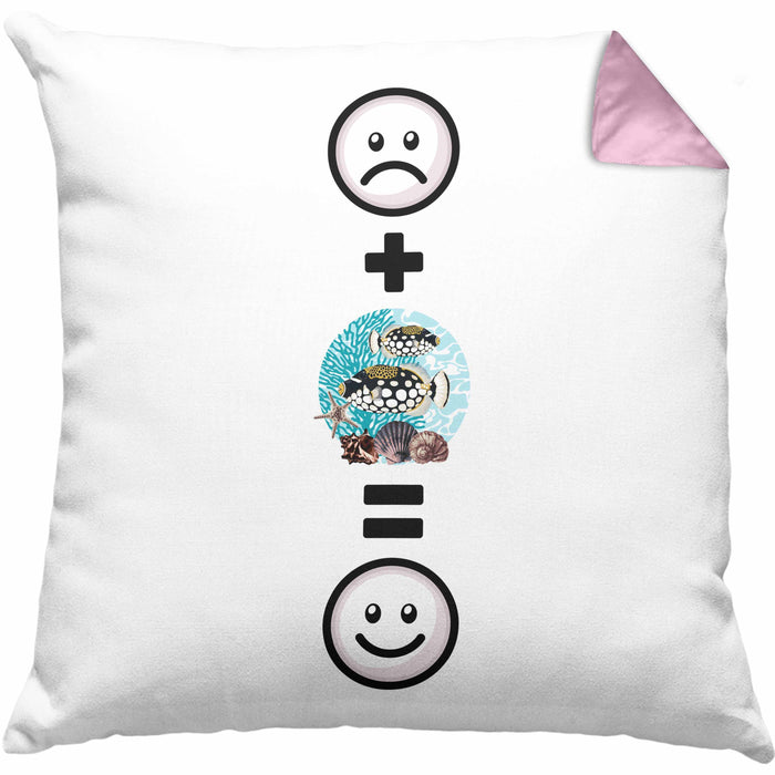 Fisch Kissen mit Füllung 40x40 Geschenk für Aquaristen Aquarium :( + Fische = :) Lustige Geschenkidee Geburtstag (Grau) Rosa Trendation