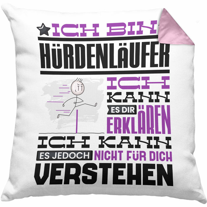 Hürdenläufer Geschenk Kaffee-Kissen mit Füllung 40x40 Geschenkidee für Hürdenläufer Ich Bin Hürdenläufer Ich Kann Es Dir Erklären Jedoch Nicht Für Dich Verstehen Spruch Lustig (Grau) Rosa Trendation
