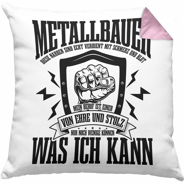 Schweißen Kissen mit Füllung 40x40 Geschenk Schmied Schweißer Geschenkidee Spruch Metallbauer (Grau) Rosa Trendation