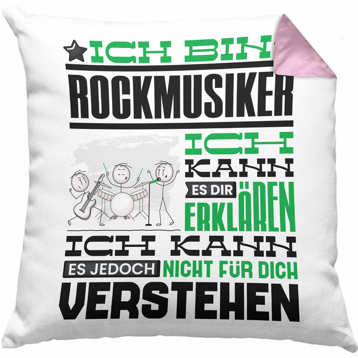 Rockmusiker Geschenk Kissen mit Füllung 40x40 Geschenkidee für Rockmusiker Geburtstag Lustig Ich Bin Rockmusiker Ich Kann Es Dir Erklären Aber Nicht Für Dich Verstehen (Grau) Rosa Trendation