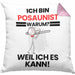 Posaunist Geschenk Kissen mit Füllung 40x40 Lustiger Spruch Ich Bin Posaunist Warum Weil Ich Es Kann Geschenkidee Bester Posaunist Geburtstag (Grau) Rosa Trendation