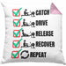 Rudern Kissen mit Füllung 40x40 Geschenk Ruderer Rudergerät Catch Drive Release Recover Repeat Ruder-Verein Geschenkidee (Grau) Rosa Trendation