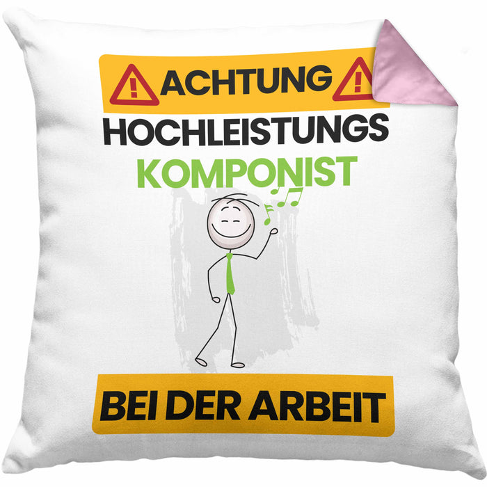 Komponist Kissen mit Füllung 40x40 Geschenk Lustiger Spruch Geschenkidee für Komponist Achtung Hochleistungs Komponist Bei Der Arbeit (Grau) Rosa Trendation