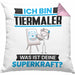 Tiermaler Kissen mit Füllung 40x40 Geschenk für Tiermaler Geburtstag Lustiger Spruch Was Ist Deine Superkraft (Grau) Rosa Trendation