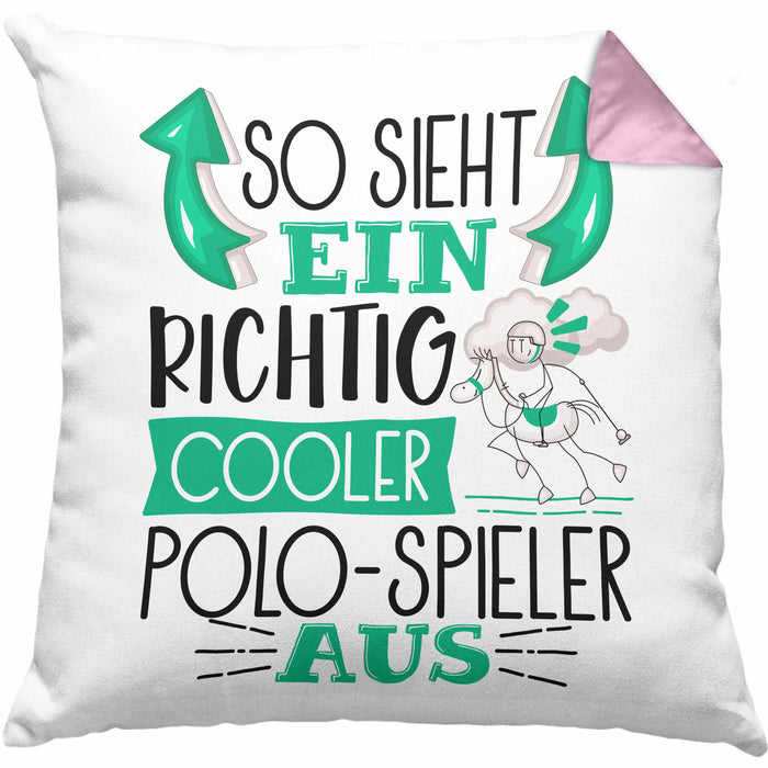 So Sieht Ein Richtig Cooler Polo-Spieler Aus Geschenk Kissen mit Füllung 40x40 Lustiger Spruch Geschenkidee (Grau) Rosa Trendation