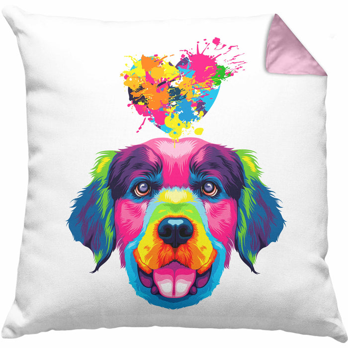 Golden Retriever Herz Farbe Besitzer Kissen mit Füllung 40x40 Geschenk Lustiger Spruch Geschenkidee Golden Retriever Liebhaber (Grau) Rosa Trendation
