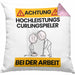 Curlingspieler Kissen mit Füllung 40x40 Geschenk Lustiger Spruch Geschenkidee für Curlingspieler Achtung Hochleistungs Curlingspieler Bei Der Arbeit (Grau) Rosa Trendation