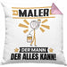 Maler Kissen mit Füllung 40x40 Geschenk für Maler Der Mann Der Alles Kann Geschenkidee zum Geburtstag (Grau) Rosa Trendation