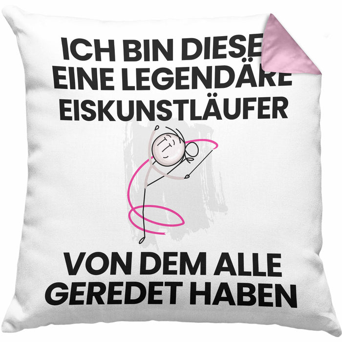 Eiskunstläufer Geschenk Kissen mit Füllung 40x40 Lustige Geschenkidee Geburtstag für Eiskunstläufer Ich Bin Dieser Legendäre Eiskunstläufer Von Dem Alle Geredet Haben (Grau) Rosa Trendation