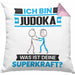 Judoka Kissen mit Füllung 40x40 Geschenk für Judoka Geburtstag Lustiger Spruch Was Ist Deine Superkraft (Grau) Rosa Trendation