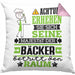 Bäcker Geschenk Kissen mit Füllung 40x40 Lustiger Spruch Erheben Sie Sich Der Bäcker Betritt den Raum (Grau) Rosa Trendation