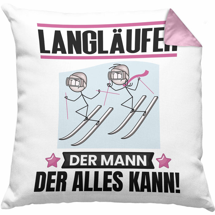 Langläufer Kissen mit Füllung 40x40 Geschenk für Langläufer Der Mann Der Alles Kann Geschenkidee zum Geburtstag (Grau) Rosa Trendation
