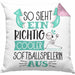 So Sieht Ein Richtig Cooler Softballspielerin Aus Geschenk Kissen mit Füllung 40x40 Lustiger Spruch Geschenkidee (Grau) Rosa Trendation