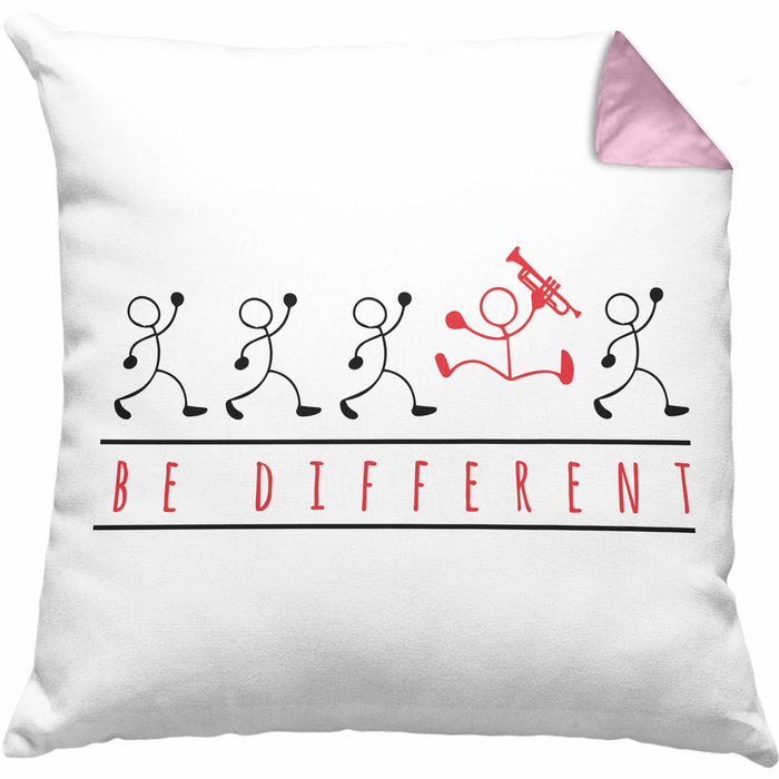 Posaunist Kissen mit Füllung 40x40 Geschenk Sei Anders Posaune Kaffee Geschenkidee Lustig (Grau) Rosa Trendation