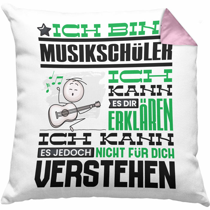 Musikschüler Geschenk Kissen mit Füllung 40x40 Geschenkidee für Musikschüler Geburtstag Lustig Ich Bin Musikschüler Ich Kann Es Dir Erklären Aber Nicht Für Dich Verstehen (Grau) Rosa Trendation