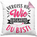 Vergiss Nie Wie Großartig Du Bist Kissen mit Füllung 40x40 Geschenk Liebste Person Beste Freundin Geschenkidee (Grau) Rosa Trendation