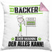 Bäcker Kissen mit Füllung 40x40 Geschenk für Bäcker Der Mann Der Alles Kann Geschenkidee zum Geburtstag (Grau) Rosa Trendation