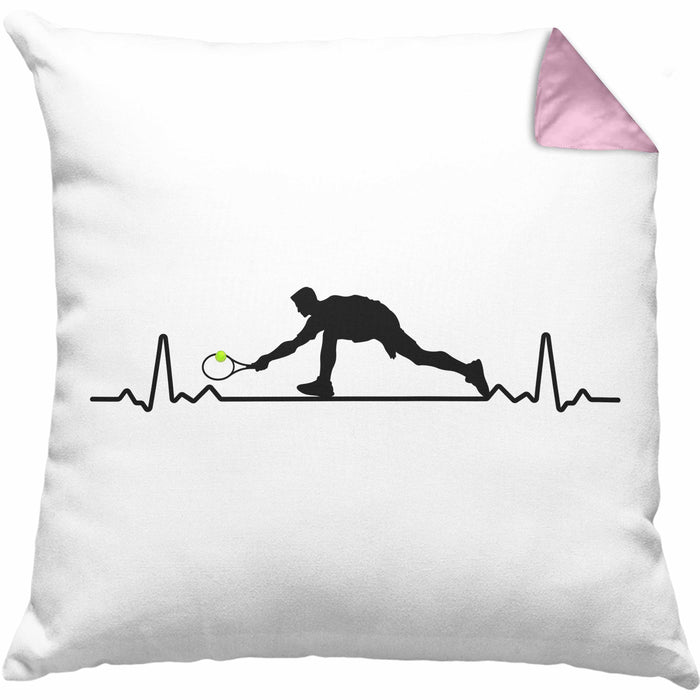 Tennis Herzschlag Geschenk Trainer Coach Tennisspieler Geschenkidee Kissen mit Füllung 40x40 (Grau) Rosa Trendation