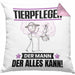 Tierpfleger Kissen mit Füllung 40x40 Geschenk für Tierpfleger Der Mann Der Alles Kann Geschenkidee zum Geburtstag (Grau) Rosa Trendation